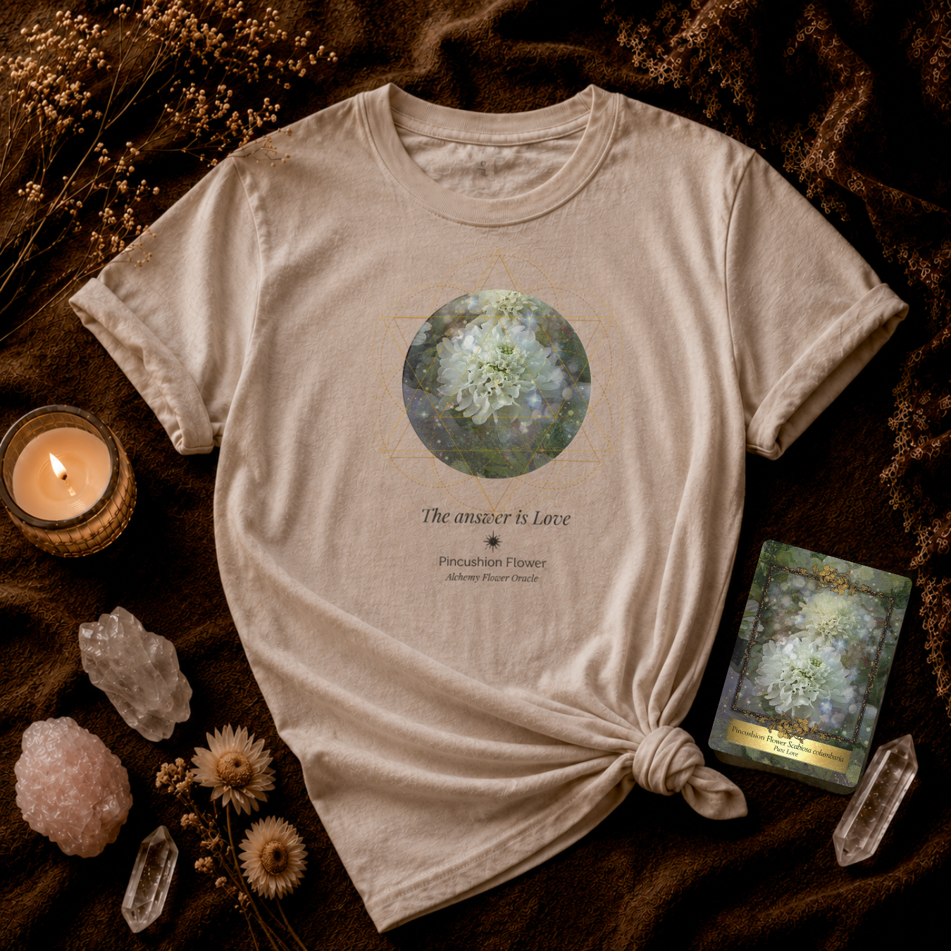 Pincushion Flower Organic Tee — The answer is Love